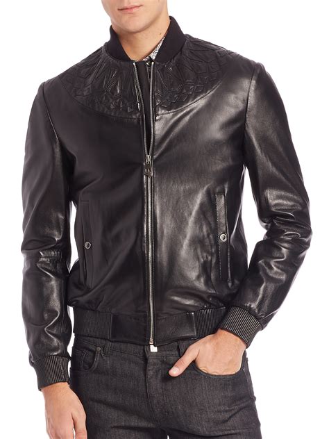 versace casuel overhemd|Versace black leather jacket.